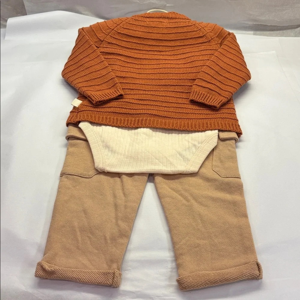 4 Pc Set Rabbit + Bear Infant Boys Organic Cotton Sweater Pants